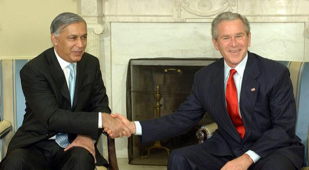 PM Shaukat Aziz with George Bush.