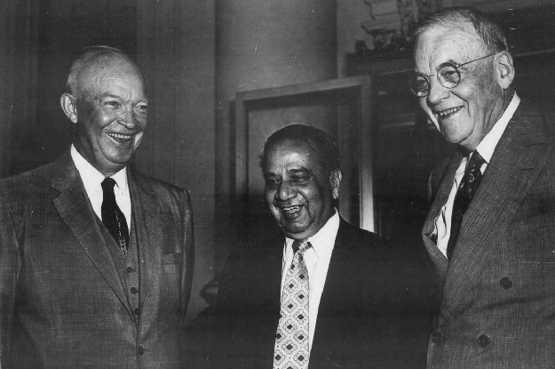 PM Suharwardy with President Eisenhower and Secretary of State Foster.