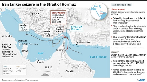 ran tanker seizure in the Strait of Hormuz: PHOTO: AFP