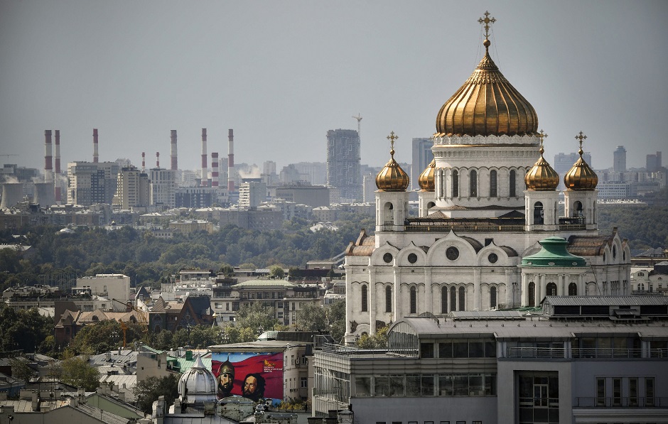 A view of the Cathedral of Christ the Saviour in downtown Moscow. PHOTO: AFP