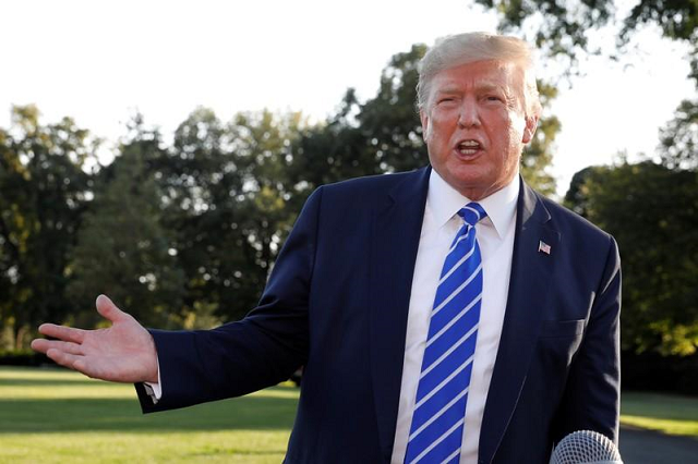 us president donald trump speaks with reporters on the south lawn of the white house in washington us before his departure to camp david august 30 2019 photo reuters