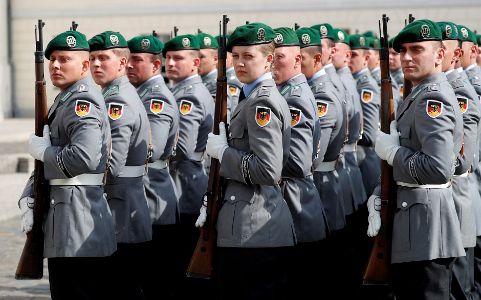 Soldiers of the German armed forces Bundeswehr are pictured during a ceremony for the diplomatic accreditation of the new ambassador in Berlin, Germany. Photo: REUTERS