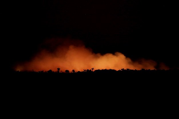  Smoke billows during a fire in an area of the Amazon rainforest. PHOTO: Reuters