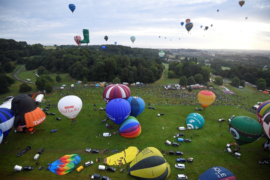 Balloons launch during a mass take off at the annual Bristol hot air balloon festival in Bristol, Britain. PHOTO: Reuters