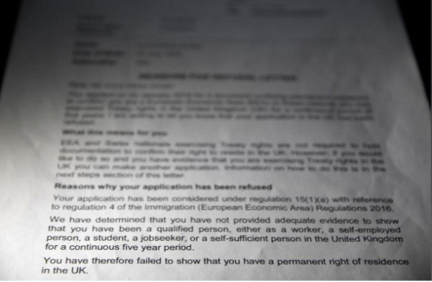 Detail seen of a letter from The Home Office. PHOTO: REUTERS 