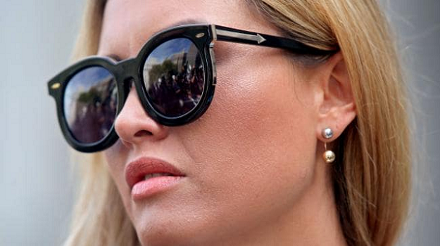 Jennifer Araoz, one of deceased financier Jeffrey Epstein's alleged victims, speaks to the press outside the US Federal Court. PHOTO: AFP