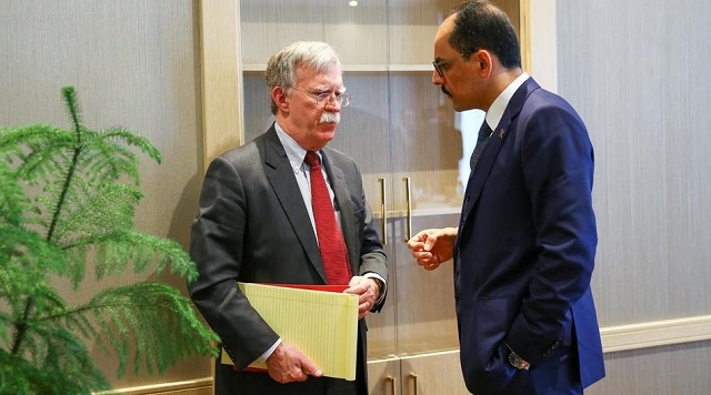 in this file photo us national security advisor john bolton l and his turkish counterpart ibrahim kalin meet at the presidential palace in ankara turkey january 8 2019 reuters