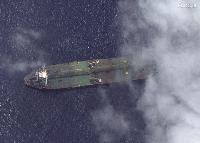 what appears to be the iranian oil tanker adrian darya 1 off the coast of tartus syria is pictured in this september 6 2019 satellite image provided by maxar technologies photo reuters
