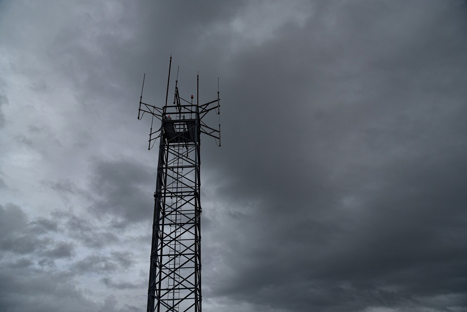  Storm clouds move in over a communications tower at Fort Lauderdale-Hollywood International Airport in Fort Lauderdale. PHOTO: AFP