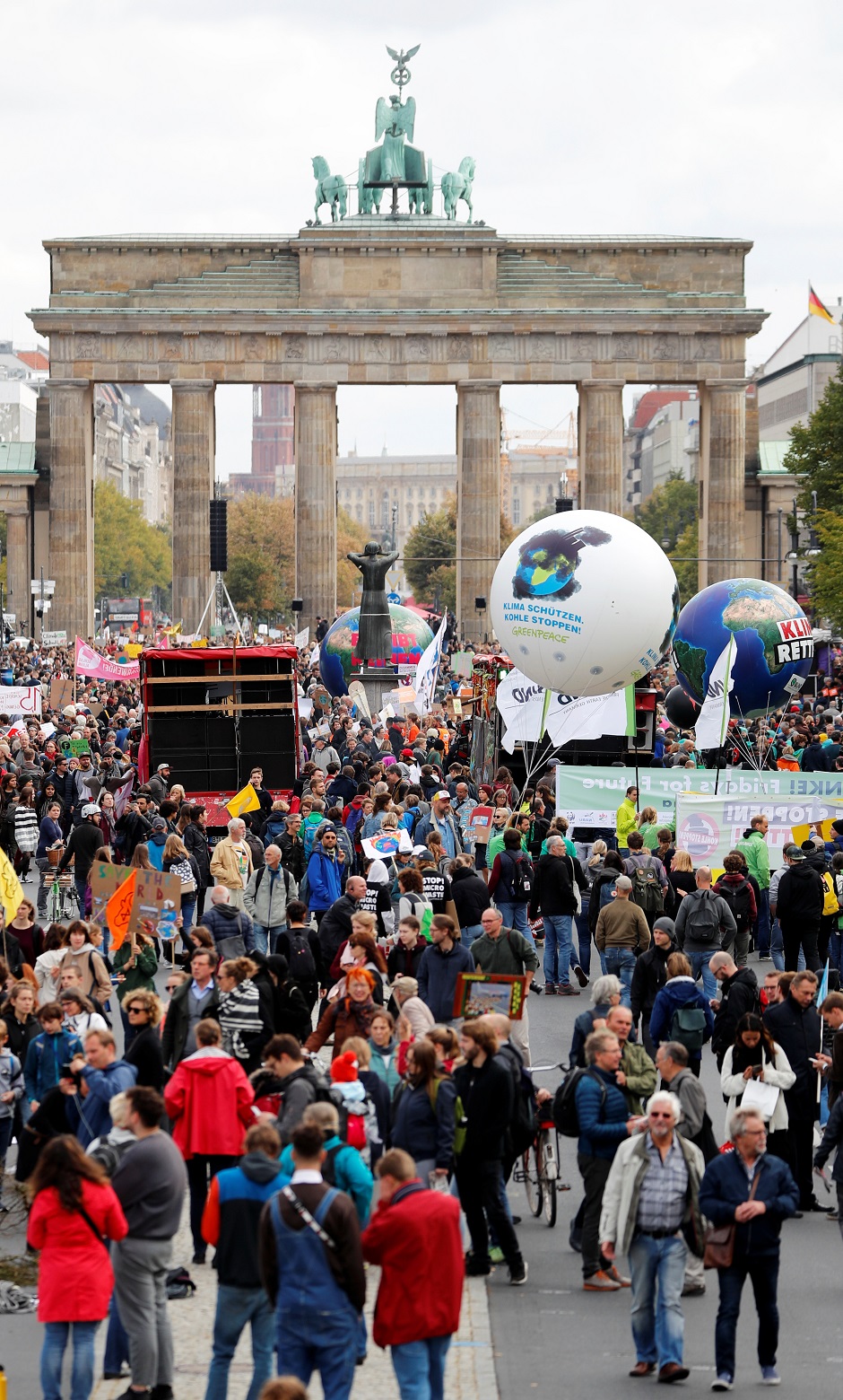 People gather in front of the Brandenburg Gate as they take part in the Global Climate Strike of the movement Fridays for Future, in Berlin, Germany. PHOTO: Reuters 