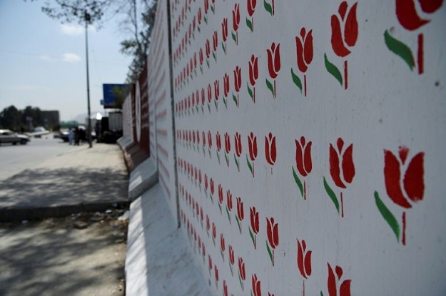 The ArtLords group has undertaken is to paint one red tulip for each and every Afghan civilian killed in the war (Photo: AFP)