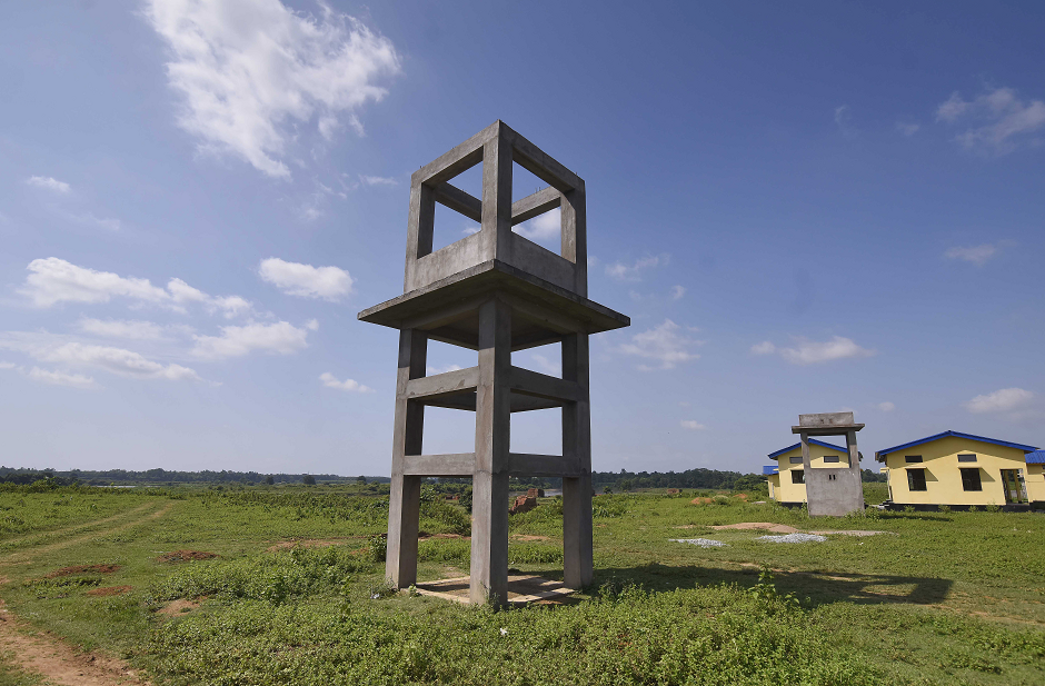 A security tower inside an under-construction detention centre for illegal immigrants is pictured at a village in Goalpara district in the northeastern state of Assam, India, September 1, 2019. Picture taken September 1, 2019. PHOTO: REUTERS