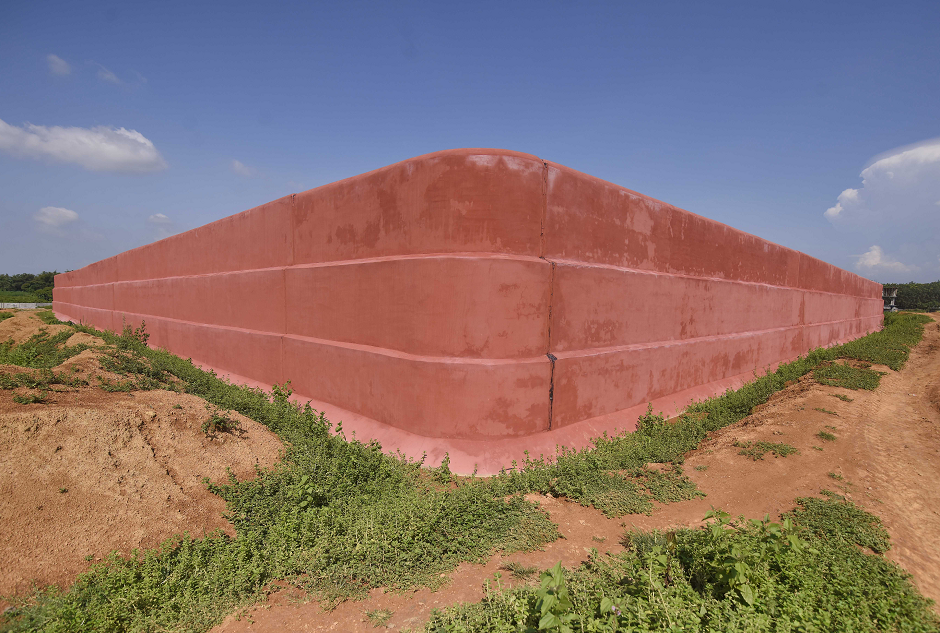 An outer wall of an under-construction detention centre for illegal immigrants is pictured at a village in Goalpara district in the northeastern state of Assam, India, September 1, 2019. Picture taken September 1, 2019. PHOTO: REUTERS