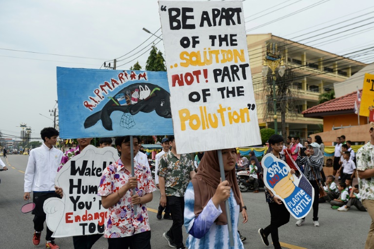 Mindsets in Thailand have started to shift this year with the deaths of several marine mammals whose stomachs were lined with plastic. PHOTO: AFP