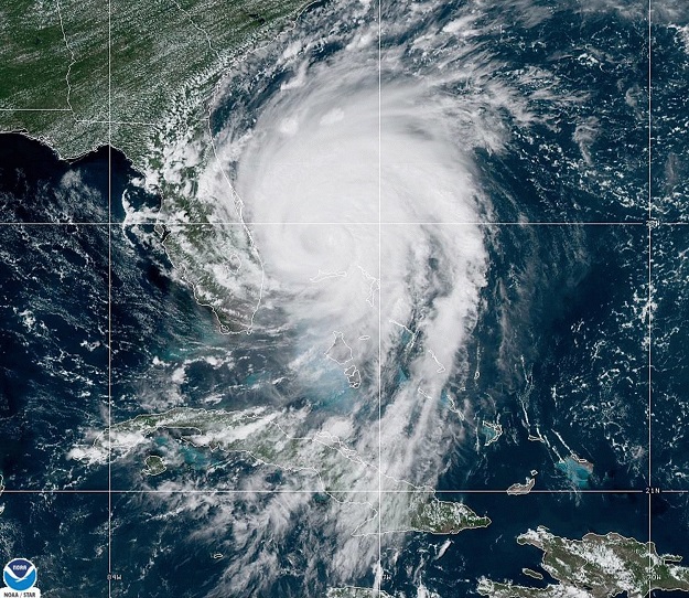 Hurricane Dorian is shown situated off the east coast of Florida, US. PHOTO: Reuters