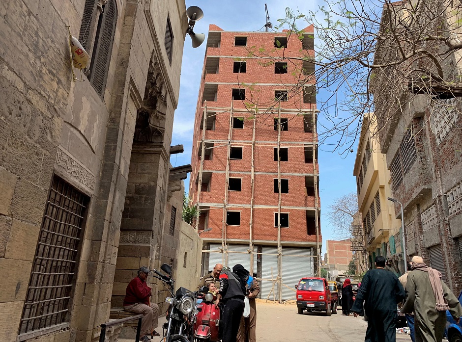 A new building is seen under construction in the historic neighbourhood of Darb al-Ahmar, in Cairo, Egypt April 2, 2019. PHOTO: REUTERS