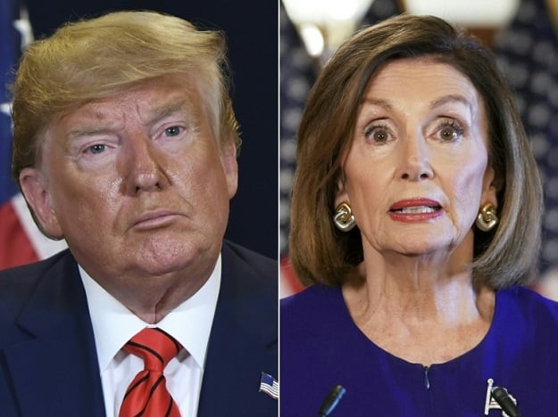 US House Speaker Nancy Pelosi (R) said there was now strong evidence of wrongdoing by US President Donald Trump. PHOTO: AFP