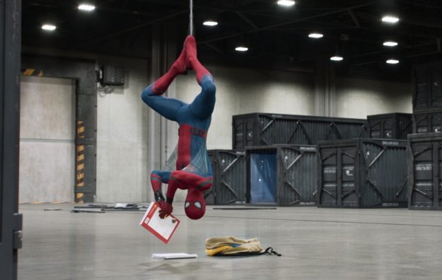Spider-Man hangs around in Columbia Pictures' SPIDER-MAN™: HOMECOMING.
