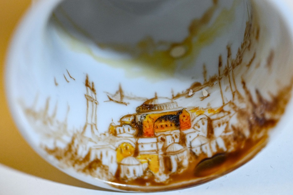 A picture taken on August 23, 2019 shows a painted Turkish coffee cup. PHOTO: AFP