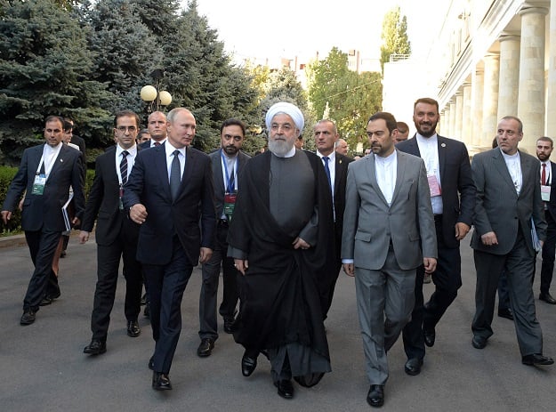 Russian President Vladimir Putin and Iranian President Hassan Rouhani. PHOTO: REUTERS