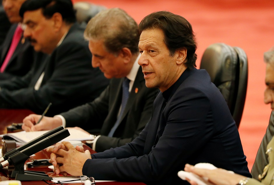 Pakistan's Prime Minister Imran Khan speaks during a meeting. PHOTO: Reuters