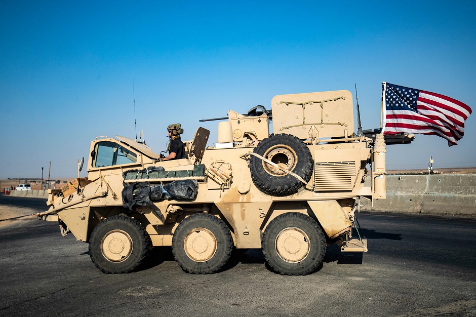 A US military vehicle patrols a road near the town of Tal Baydar in the countryside of Syria. PHOTO: AFP