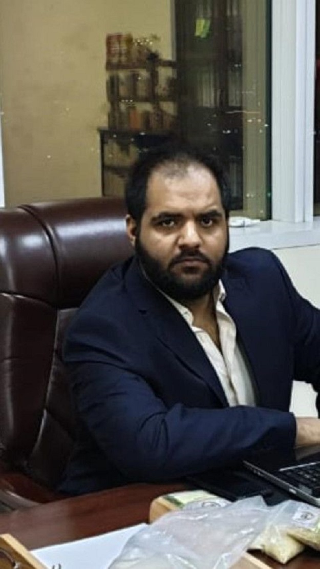 Hayyab Arif sitting in his Ajman Freezone office in 2019. PHOTO: GULF NEWS