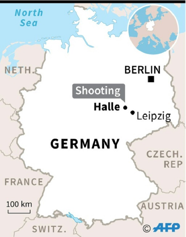 Map of Germany locating the city of Halle. PHOTO: AFP