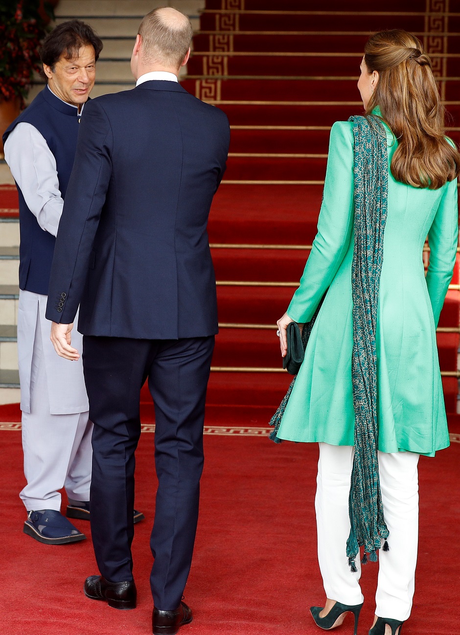 Prime Minister Imran Khan welcomes Britain's Prince William and Catherine, Duchess of Cambridge, in Islamabad, Pakistan. PHOTO: REUTERS