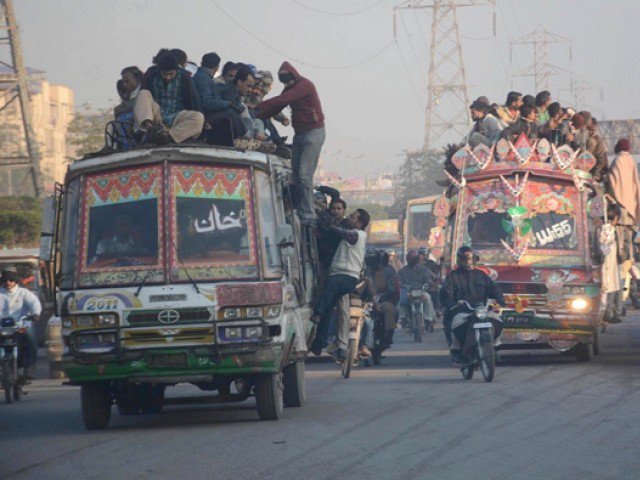 A file photo of local buses in Karachi. PHOTO: EXPRESS