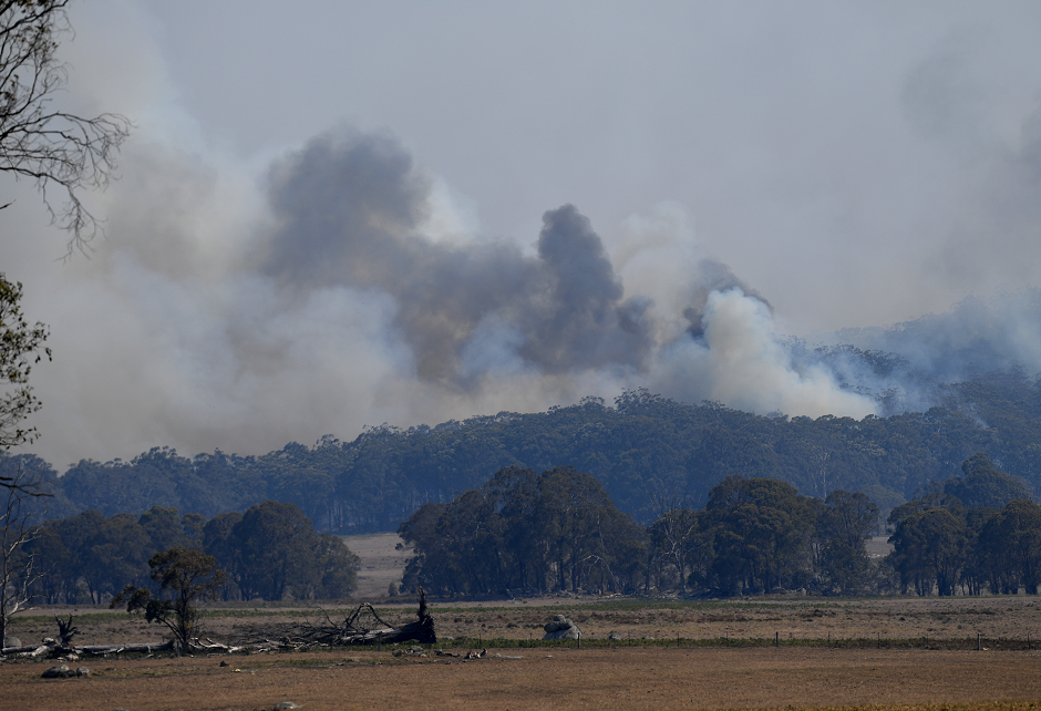 Smoke from a large bushfire is seen outside Wytaliba, near Glen Innes, Australia, November 10, 2019. PHOTO: REUTERS