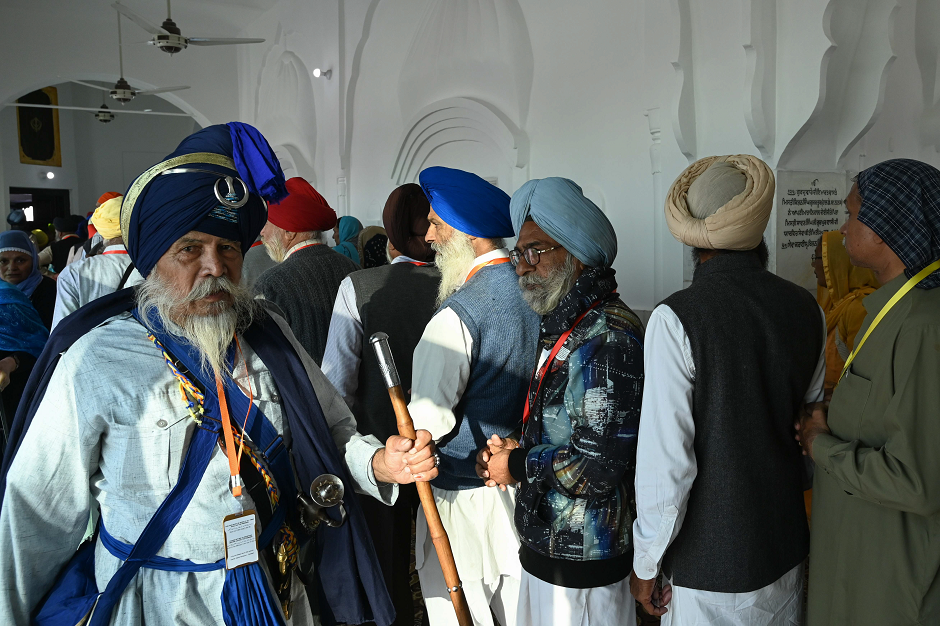 Sikh pilgrims visit the Shrine of Baba Guru Nanak Dev at Gurdwara Darbar Sahib in Kartarpur, on November 9, 2019. PHOTO: AFP