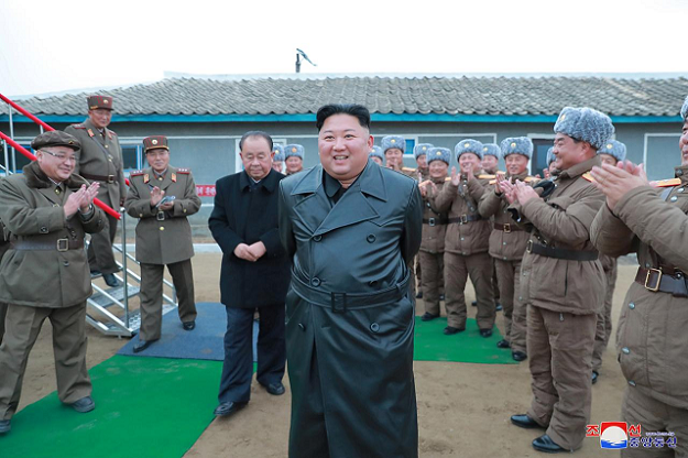 North Korean leader Kim Jong Un oversees a super-large multiple launch rocket system test. PHOTO: Reuters