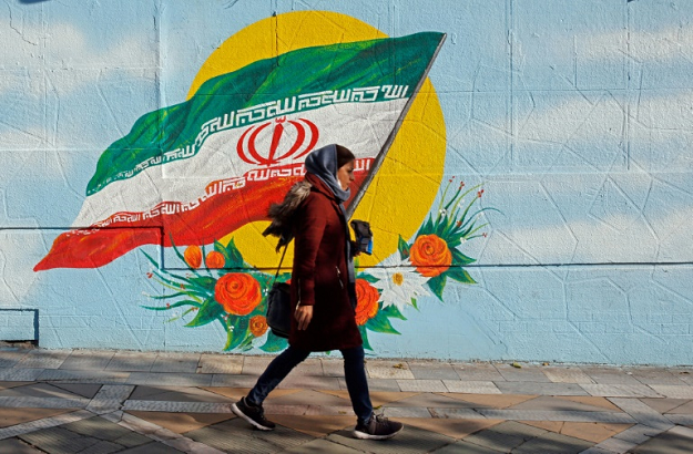 A mural of the Islamic republic's national flag in Tehran. PHOTO: AFP