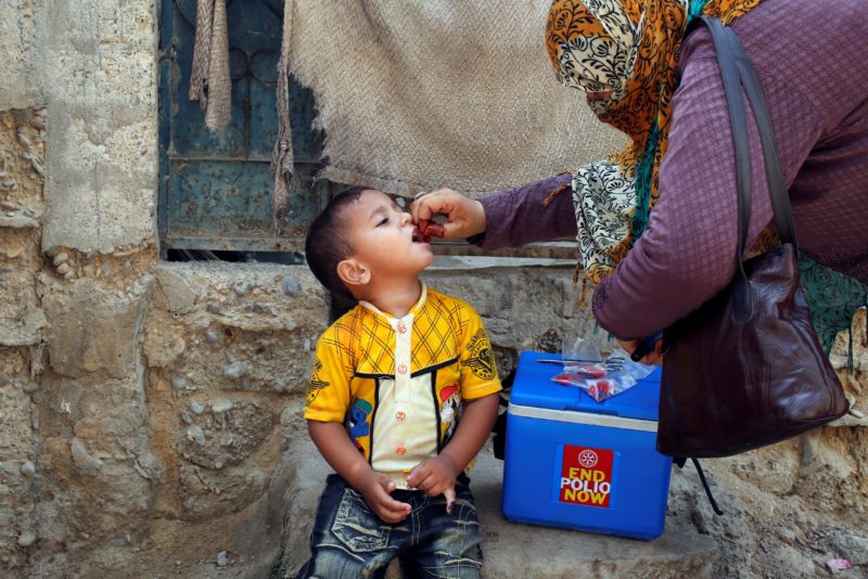 A Reuters file photo of a child receiving polio drops. 