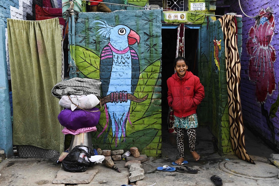In pictures: Rainbow murals bring some cheer to New Delhi slum | The ...