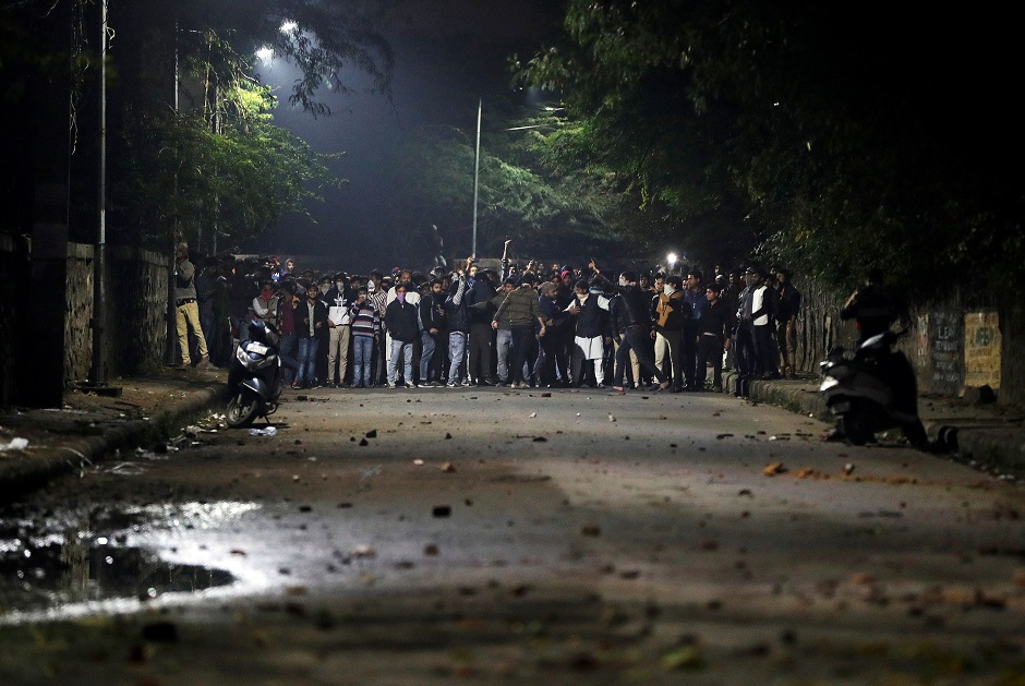  Demonstrators gathered outside police headquaters in New Delhi. PHOTO: REUTERS 