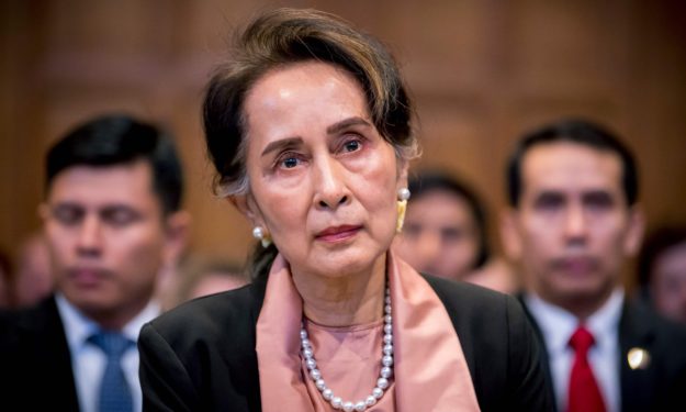 A handout photo released on December 10, 2019 by the International Court of Justice shows Myanmar's State Counsellor Aung San Suu Kyi attending the start of a three-day hearing on the Rohingya genocide case before the UN International Court of Justice at the Peace Palace of The Hague. - Nobel peace laureate Aung San Suu Kyi faced calls for Myanmar to 
