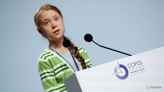 Climate change activist Greta Thunberg speaks at the High-Level event on Climate Emergency during the UN Climate Change Conference (COP25) in Madrid, Spain Dec 11, 2019. PHOTO: REUTERS