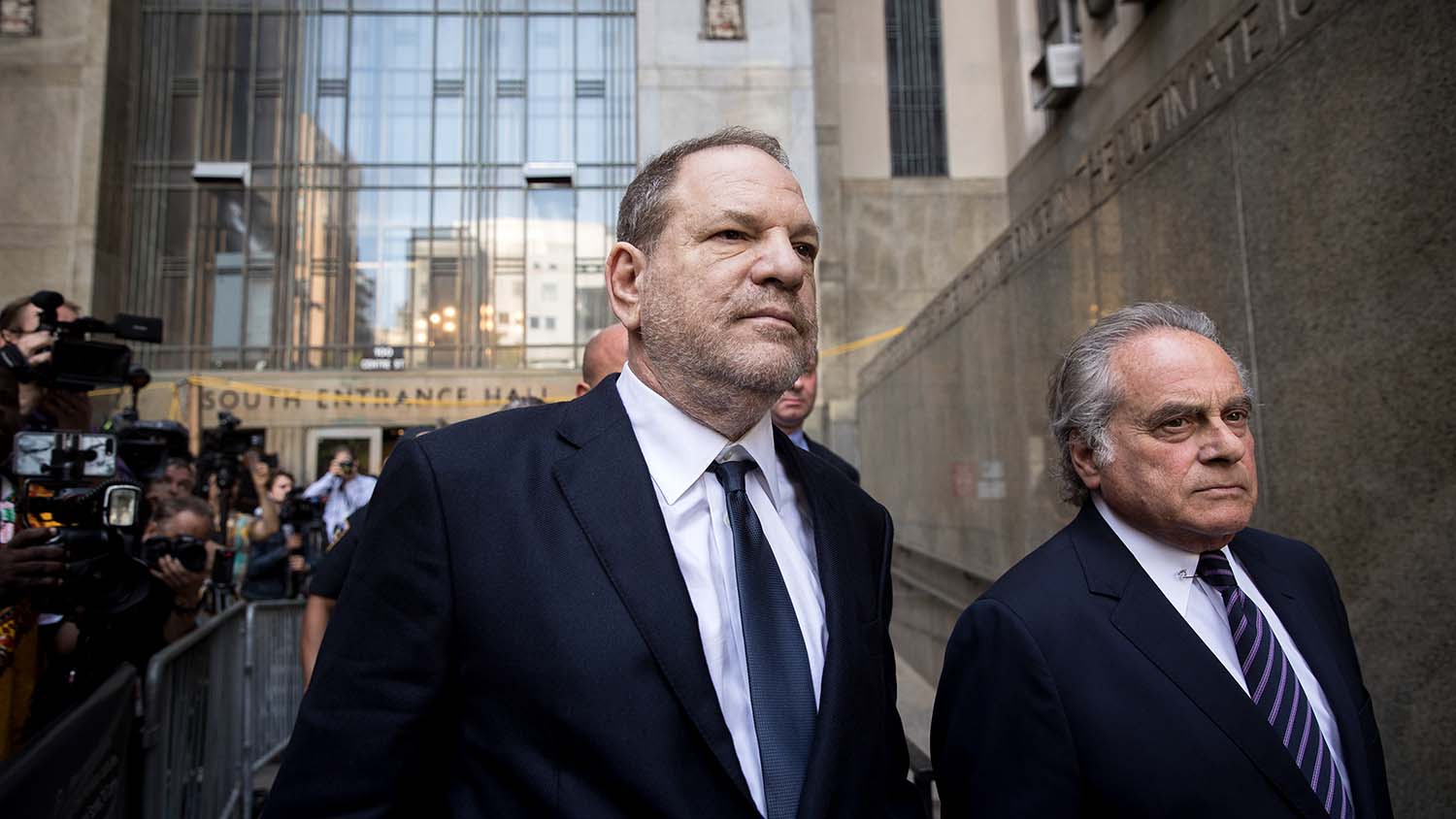 NEW YORK, NY - JUNE 5: Harvey Weinstein and attorney Benjamin Brafman exit State Supreme Court, June 5, 2018 in New York City. Weinstein pleaded not guilty on two counts of rape and one count of a criminal sexual act. (Photo by Drew Angerer/Getty Images)