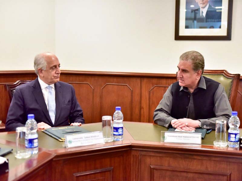 us envoy khalilzad in a meeting with fm qureshi photo courtesy twitter foreignofficepk