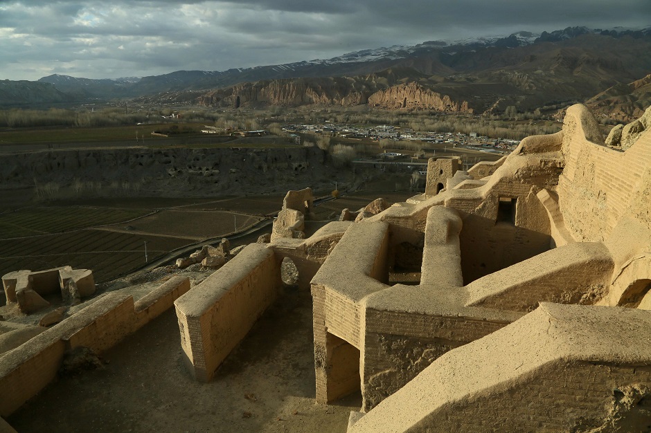 a view of the site where two statues of Buddha stood before being destroyed by the Taliban. PHOTO: AFP