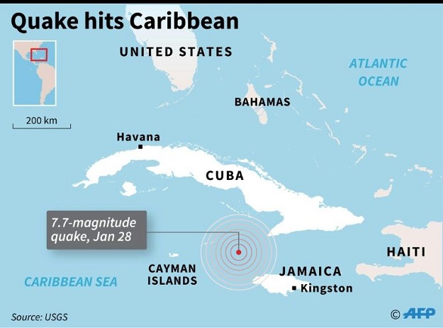 7.7 magnitude quake in the Caribbean Sea. PHOTO: AFP