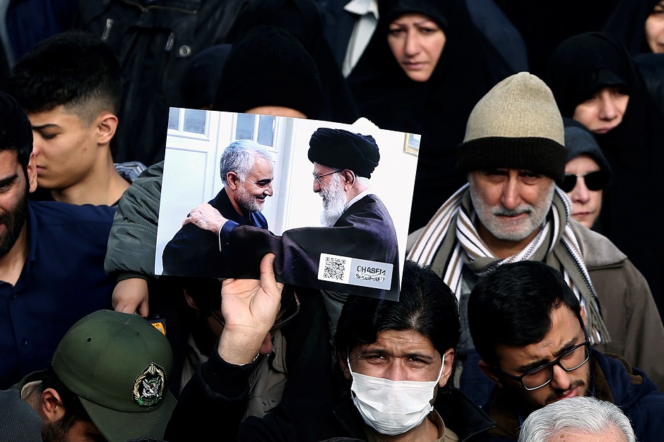 Demonstrators attend a protest against the assassination of the Iranian Major-General Qassem Soleimani. PHOTO: REUTERS