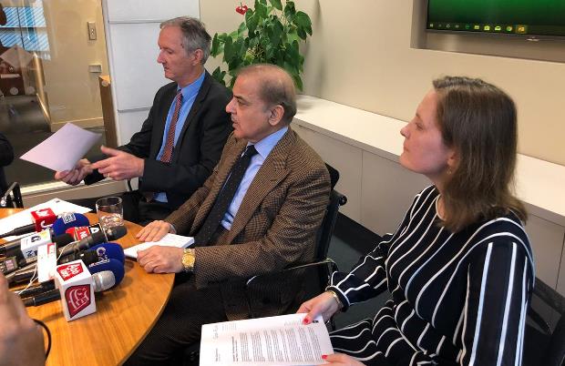 Shehbaz Sharif with his legal team in London. PHOTO EXPRESS