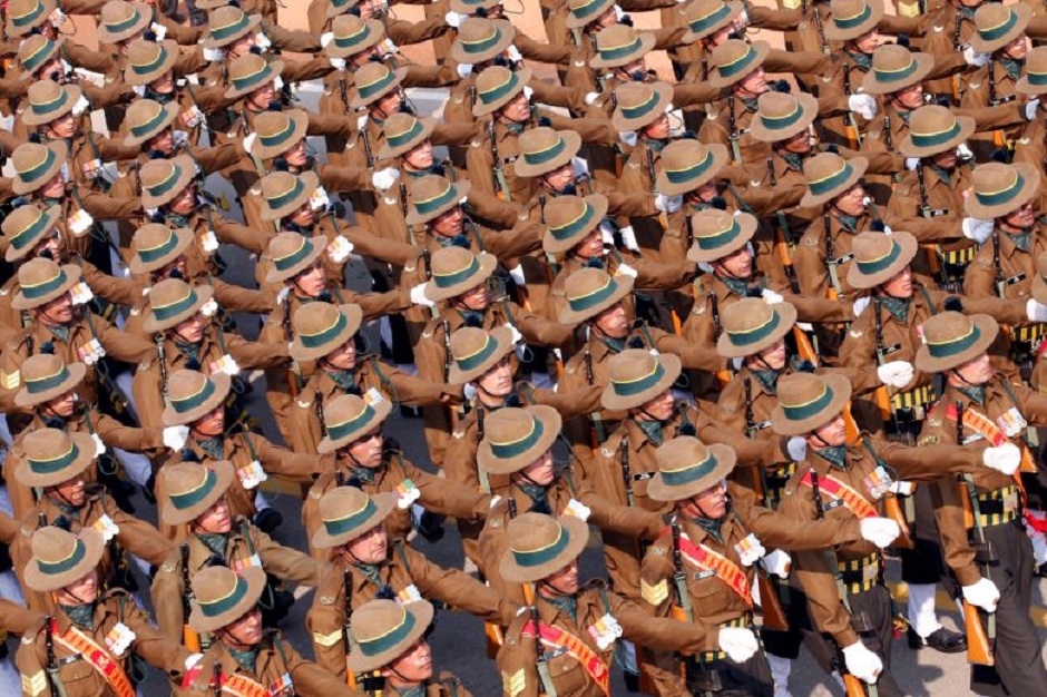 Soldiers march during India's Republic Day parade in New Delhi. PHOTO: REUTERS