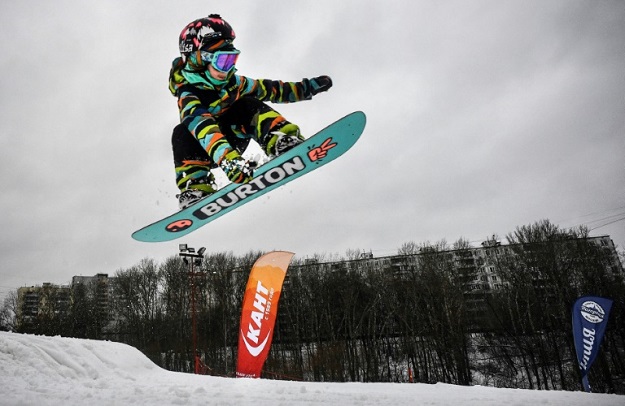 Russian snowboarder Vasilisa Ermakova, 6, trains at the Kant ski club in southern Moscow. PHOTO: AFP