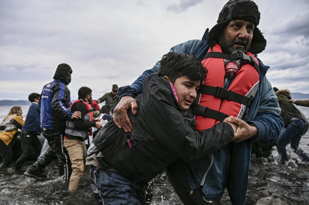 A dinghy with 54 Afghan refugees landed on the Greek island of Lesbos on February 28. PHOTO: AFP