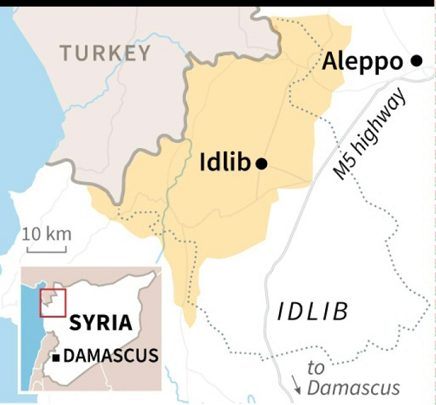 Map of Syria's Idlib province. PHOTO: AFP