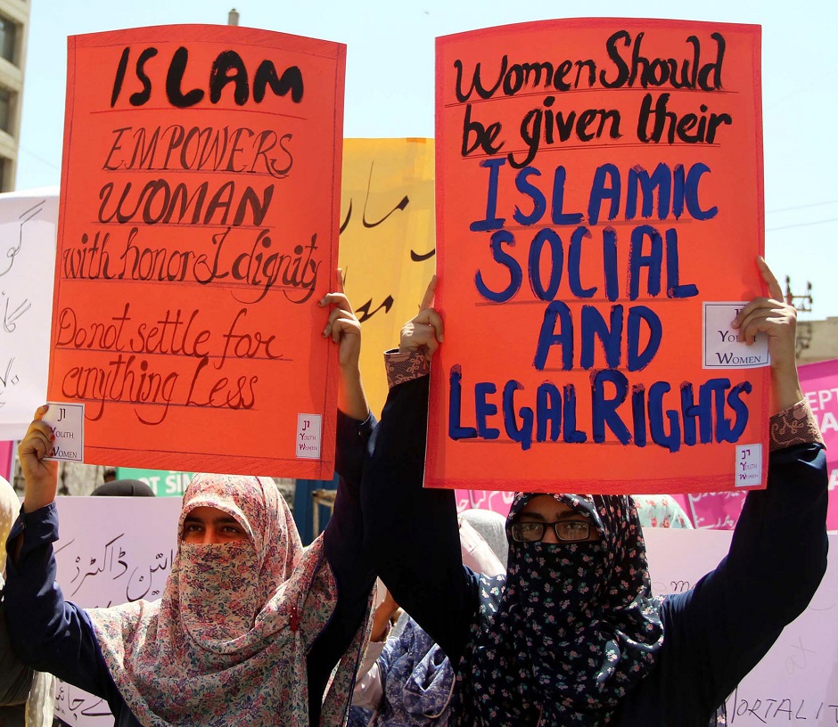 Protesters in Karachi. PHOTO: ONLINE